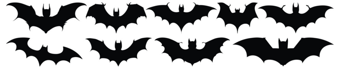 Bat silhouette set vector design big pack of bat illustration and icon