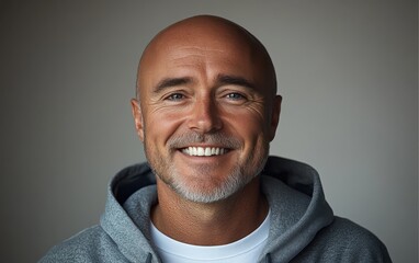 Obraz premium man smiling with sweatshirt in color background