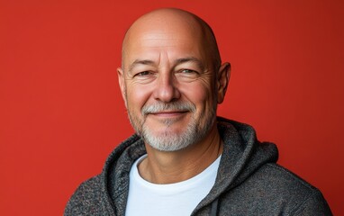 Obraz premium man smiling with sweatshirt in color background
