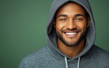 man smiling with sweatshirt in color background