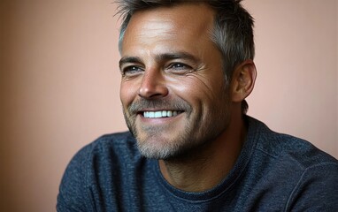 Obraz premium man smiling with casual clothing in color background