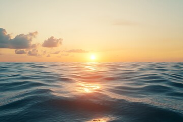 Obraz premium Golden Sunset Over Calm Ocean Waters