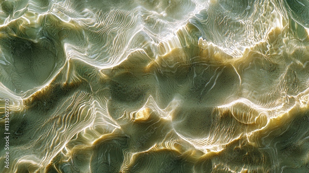 Poster Close-up view of the water's surface reveals elegant ripples and patterns created by soft light. The tranquil scene invites calmness and reflection in a beautiful natural setting