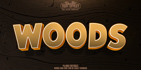 Wood editable text effect, customizable texture and background 3d font style