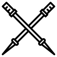 trekking pole icon with line style