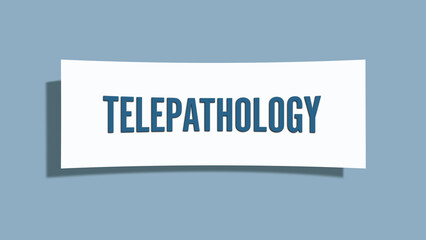 Telepathology. A card isolated on blue background.