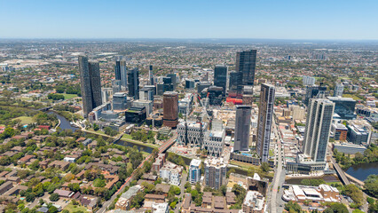 Fototapeta premium The city of Parramatta on the upper reaches of the Parramatta river, Sydney, Australia.