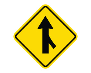 Merging Traffic from Right Ahead Warning Sign Featuring a Yellow Diamond Shape with Black Merging Arrow, Indicating Traffic Joining the Main Roadway from the Right, Available as a Vector File