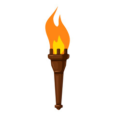 Burning Fire Torch Icon Color Illustration