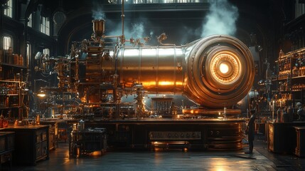 Here is a 10-word description of the image: Steampunk contraption