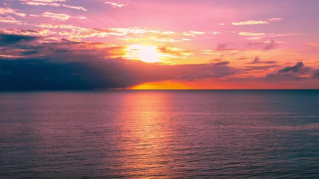 Aerial drone view of tropical coastline of Bohol Island at sunset, Philippines. High quality 4k footage