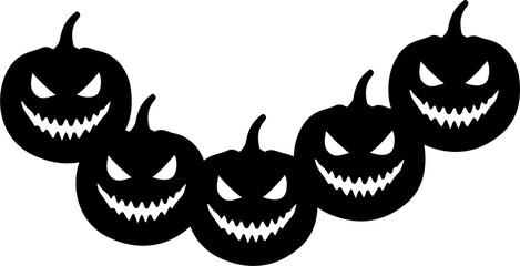 Halloween pumpkins decoration. Vector border. Isolated divider from spooky monsters © Chathurika