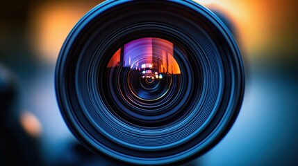 Professional movie camera zoom lens in action. High definition footage in progress. Smooth focus adjustment. Cinematic quality recording. Film production setup. Expertly crafted shot for video