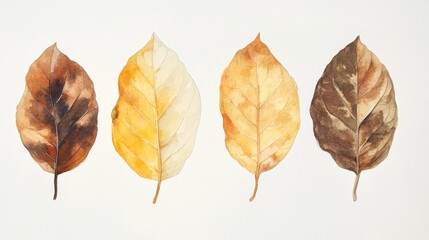 Fototapeta premium 79.Concept 4: Collection of yellow and brown leaves on paper surface