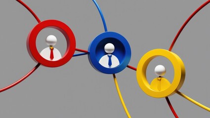 Networked Businesspeople Connected Through Colorful Links