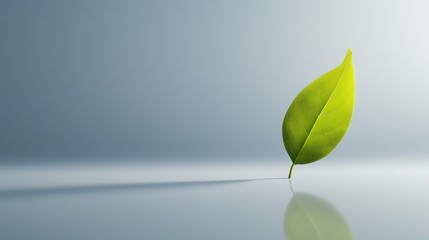 10.Vector illustration of a single green leaf icon with gentle shading, representing the bio concept and natural growth, shown on a white background with elegant simplicity.