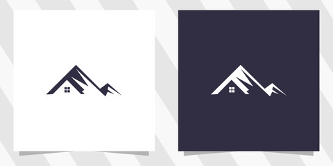 home with mountain logo design vector