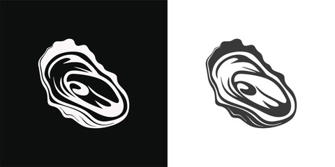 Stylized Black and White Oyster Shell Vector Illustration
