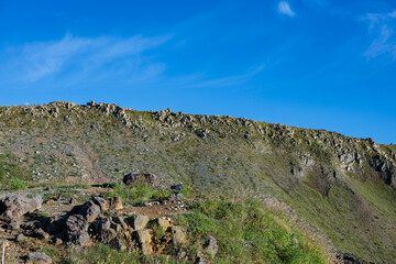 Summer scenery of rocky mountains at the southern foot of Mt. Kusatsu-Shirane.