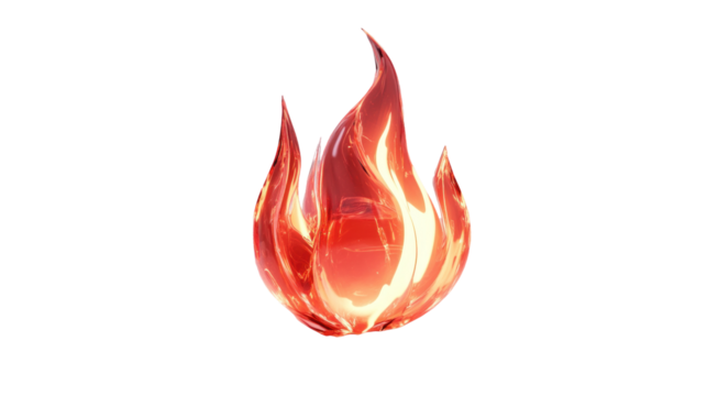 A stylized flame graphic, representing fire with vibrant colors and smooth curves, often used in design or animation contexts.
