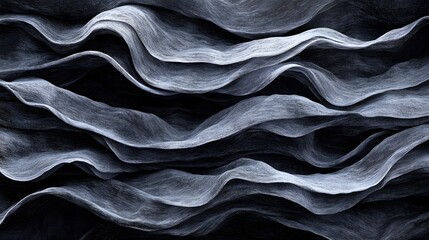 Obraz premium Abstract dark gray fabric waves texture background.