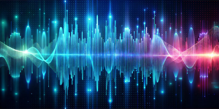 Colorful sound wave on black background. Rainbow sound wave wallpaper