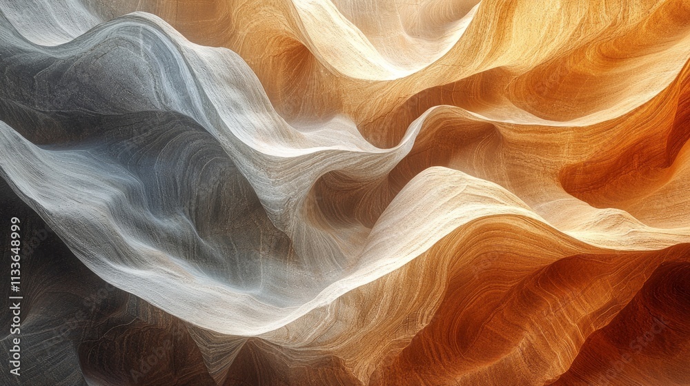 Poster vibrant hues flow seamlessly through undulating textures that evoke the majesty of a canyon landscap
