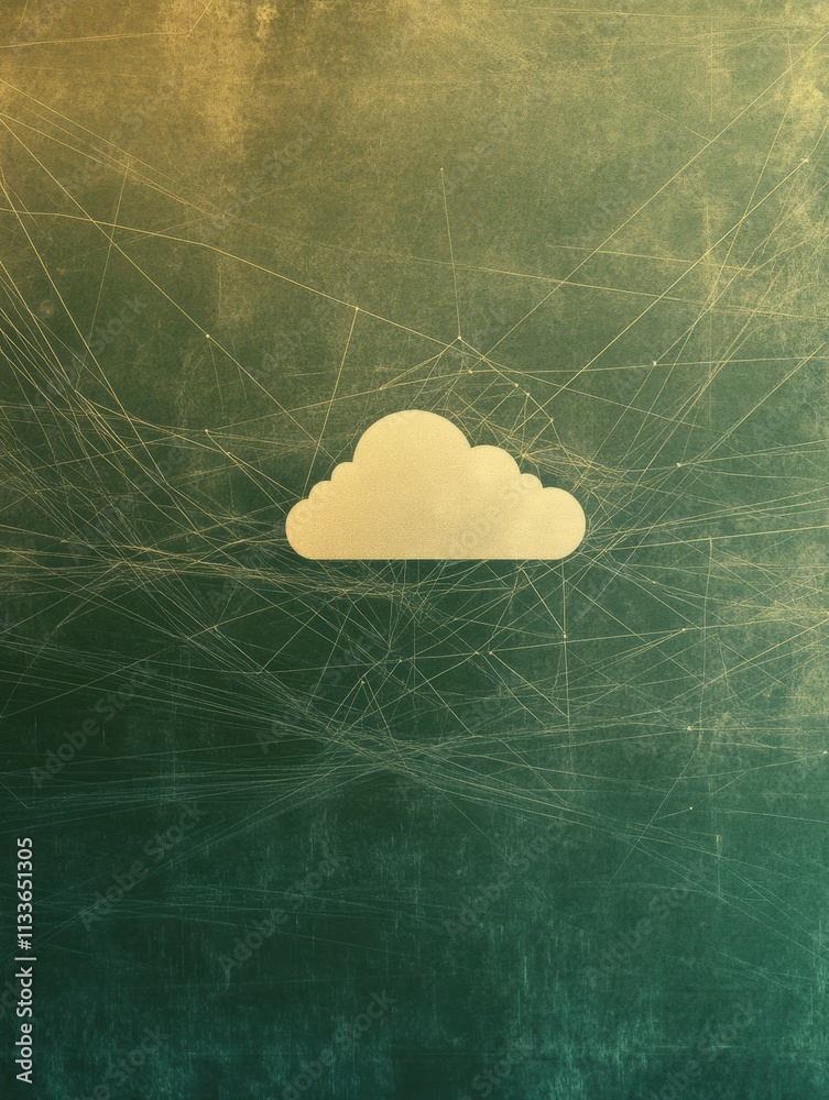 Poster Simple cloud icon symbolizes cloud computing services, set against a textured background with space for personalized text usage. Generative AI