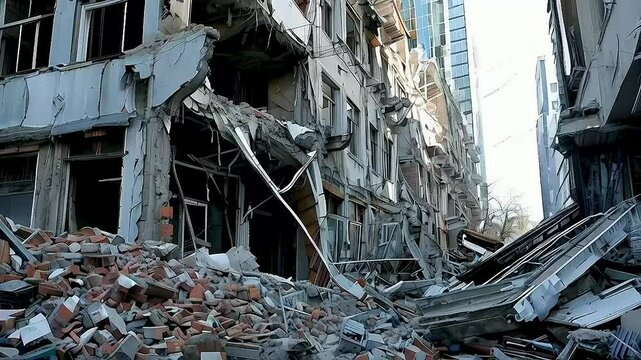 a building  destroyed by an earthquake
