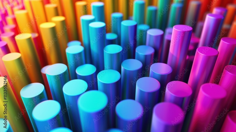 Poster abstract colorful cylinders rising and falling, creating a visually appealing representation of big 