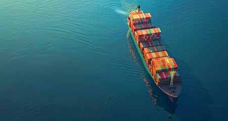 Commercial Cargo Ship Sailing Through the Ocean