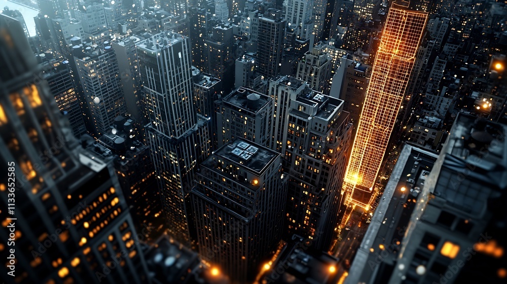 Poster a futuristic cityscape with a virtual twin overlay displaying real time analytics glowing networks a