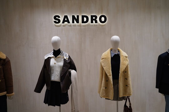 paris , france , 08 08 2024 : luxury fashion products on display , sandro