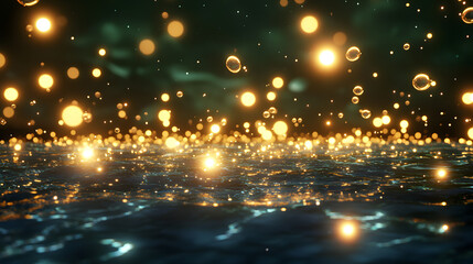 Obraz premium water forms against a deep black background, blending abstract splashes, ripples, mist, and dynamic droplets.