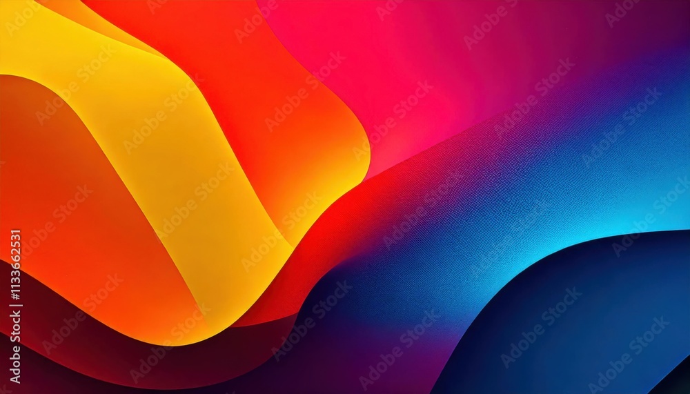 Wall mural abstract colorful gradient with waves and lines vibrant blur minimalist paper 2d carve effect minima