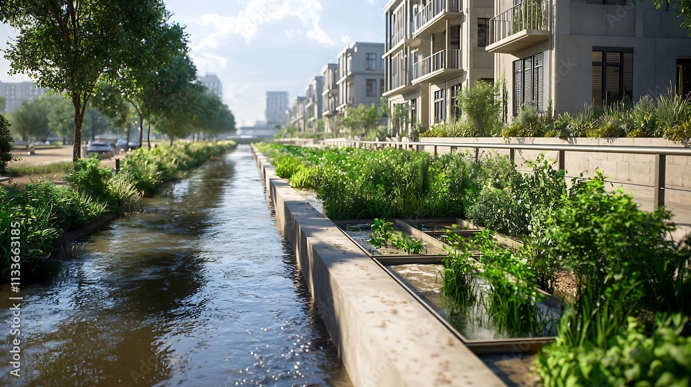 Poster a virtual twin model monitoring urban canal flow levels and pollution indices to optimize infrastruc