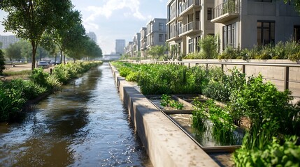 A Virtual Twin Model Monitoring Urban Canal Flow Levels and Pollution Indices to Optimize Infrastructure and Sustainability