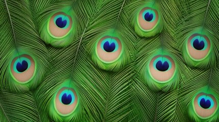 Obraz premium Vibrant Peacock Feathers Displaying Iridescent Colorful Patterns
