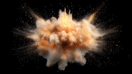 Dramatic Explosion with Clouds of Smoke and Sparks in Dark Background