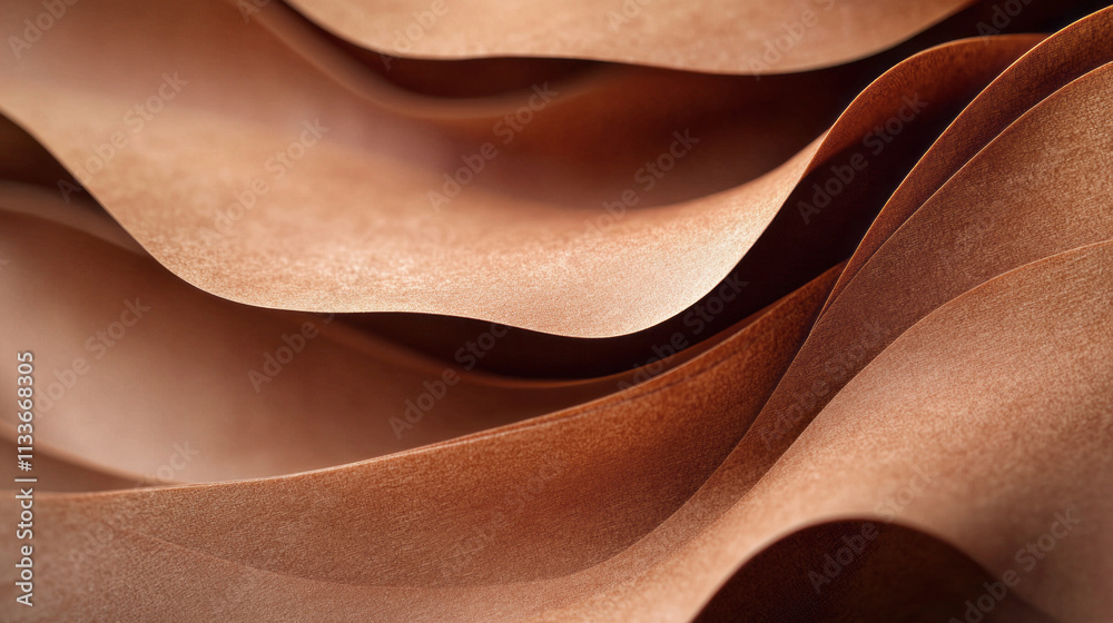 Poster softly undulating sheets of mocha mousse paper form a captivating and serene arrangement, showcasing