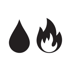 Simple Black and White Water and Fire Icons