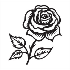 Rose silhouette line art illustration.