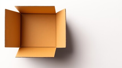 Fototapeta premium Brown cardboard box, minimalistic design on white background