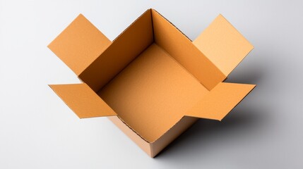 Brown cardboard box, minimalistic design on white background