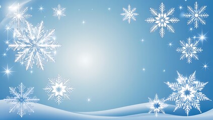Intricate Snowflakes Falling on a Winter Sky