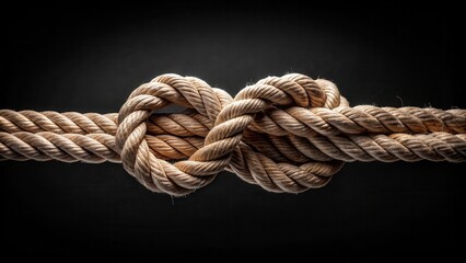 Intertwined Ropes Knot on Black Background, darkness, mysterious knots