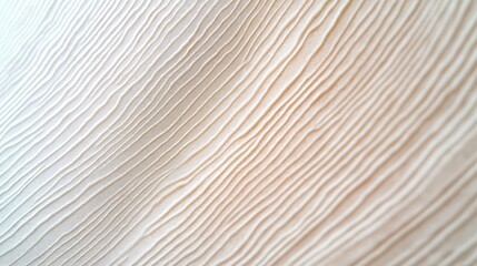 Close up view of light beige fabric texture. Detailed folds, lines create subtle pattern. Beige...