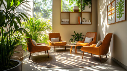 Fototapeta premium Psychologist Consultation Room with Natural Elements