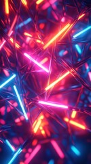 Abstract composition of glowing neon lights intertwined in a dynamic structure.