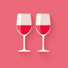 Two elegant red wine glasses on a vibrant pink background, perfect for celebrations and event themes.